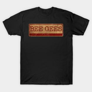 Aliska text red gold retro Bee Gees T-Shirt